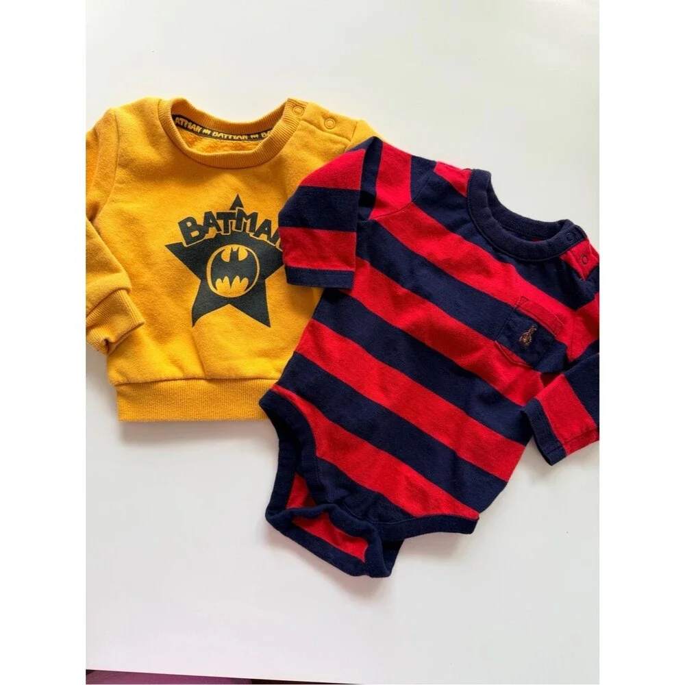 Baby Boy Designer Bundle Batman Sweatshirt Gap Bodysuit 3-6M